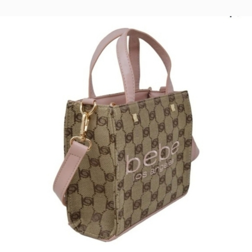 NWT Bebe Los Angeles Blush Mini Tote Bag Logo Print - Picture 9 of 10